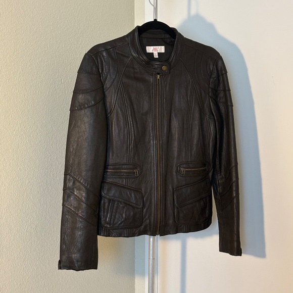 Dark Chocolate Genuine Leather Jacket - Picture 3 of 6